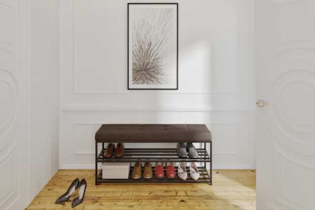 Gina - Metal Bench For The Hall. Seat With Shelves. Shoe Stool Shoe Storage, Pouf Home, Industrial Bench, Fabric Pouf, Loft - image 1