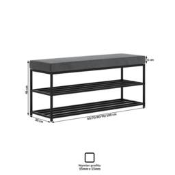 Gina - Metal Bench For The Hall. Seat With Shelves. Shoe Stool Shoe Storage, Pouf Home, Industrial Bench, Fabric Pouf, Loft - thumbnail 2