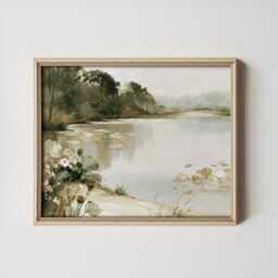 Green Lake Poster, Botanical Landscape Print, Nature Wall Art, Paper - thumbnail 3