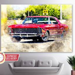 Vintage Buick Riviera Canvas Print, Wall Art, Fan Gift, Sport Car Canvas, Photo - thumbnail 3
