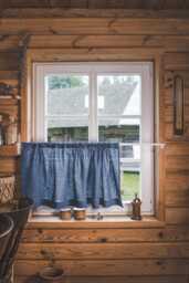 Cornflower Blue Linen Caf?? Curtain - Natural Elegance For Your Space, Breathable Kitchen, Bathroom, Or Small Windows - thumbnail 1