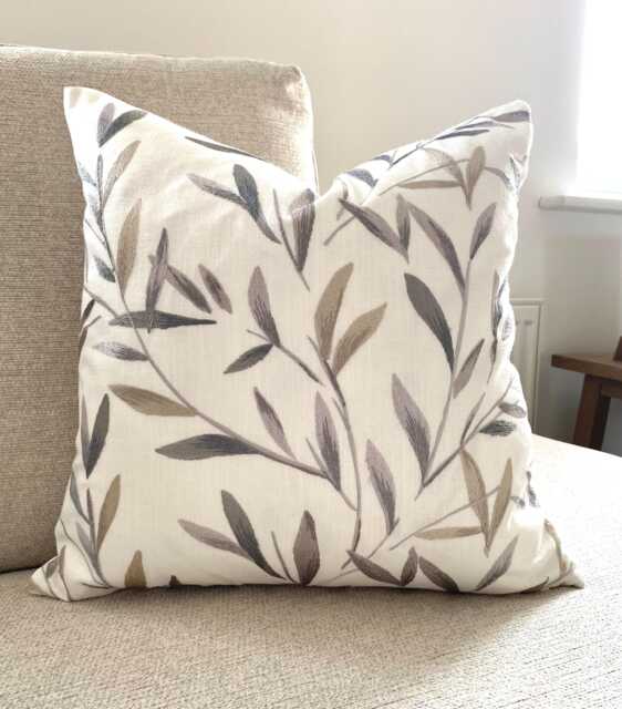 Langley Leaf Natural Cushion, Embroidered John Lewis Fabric With A Zip Fastening 16 - image 1