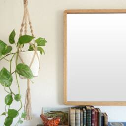 Modern Oak Mirror - Rounded Corners Deep Wooden Wall - thumbnail 3