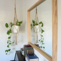 Modern Oak Mirror - Rounded Corners Deep Wooden Wall - thumbnail 2