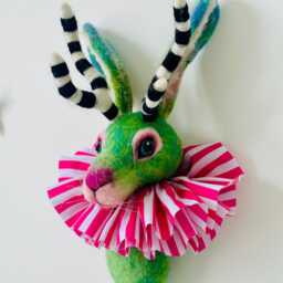 Needle Felted Jackalope - Faux Taxidermy Wall Decor Ooak Fantasy Gift - thumbnail 2
