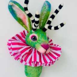 Needle Felted Jackalope - Faux Taxidermy Wall Decor Ooak Fantasy Gift - thumbnail 3