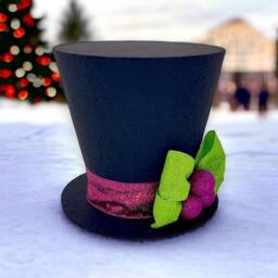 Neon Top Hat Christmas Tree Topper Pink & Green Holiday Decor - thumbnail 3