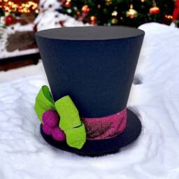 Neon Top Hat Christmas Tree Topper Pink & Green Holiday Decor - thumbnail 2