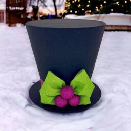 Neon Top Hat Christmas Tree Topper Pink & Green Holiday Decor - thumbnail 1