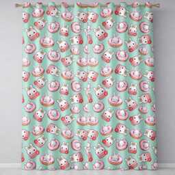 Cute Bunny Donut Dessert Kawaii Mint Background Seamless Pattern Readymade Eyelet Ring Top Thermal 100% Blackout Curtains - thumbnail 2