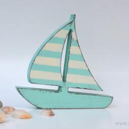 Wooden Boat With Stripes Decor, Nautical Ship Boy Room Decoration, Nursery Sailboat , Stripes Decor - thumbnail 2