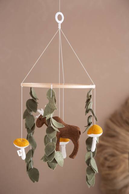 Ren Deer Baby Kids Mobile For Playroom Nursery, Felt Leaves Shower D??cor Hanging Animal Mobile Children Rooms - image 1