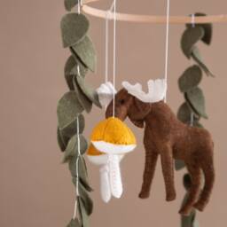 Ren Deer Baby Kids Mobile For Playroom Nursery, Felt Leaves Shower D??cor Hanging Animal Mobile Children Rooms - thumbnail 2