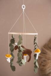 Ren Deer Baby Kids Mobile For Playroom Nursery, Felt Leaves Shower D??cor Hanging Animal Mobile Children Rooms - thumbnail 1