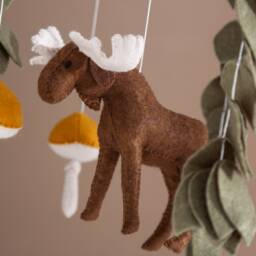 Ren Deer Baby Kids Mobile For Playroom Nursery, Felt Leaves Shower D??cor Hanging Animal Mobile Children Rooms - thumbnail 3