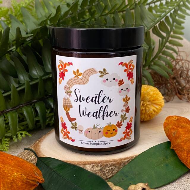 Autumn Candle Sweater Weather - Pumpkin Spice Soy Wax - No Paraffin - image 1