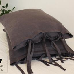 100% Linen Dark Grey Bedding Set, Duvet Cover & 2 Pillow Cases Included - thumbnail 3