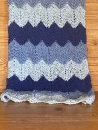 Blue Baby Blanket - Striped Chevron Ombr?? Knitted Shower Gift