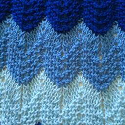 Blue Baby Blanket - Striped Chevron Ombr?? Knitted Shower Gift - thumbnail 4