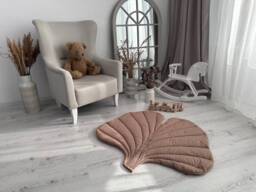 Organic Cotton Ginkgo Leaf Baby Play Mat Neutral Nursery Decor - thumbnail 1