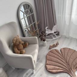 Organic Cotton Ginkgo Leaf Baby Play Mat Neutral Nursery Decor - thumbnail 2