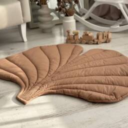 Organic Cotton Ginkgo Leaf Baby Play Mat Neutral Nursery Decor - thumbnail 3