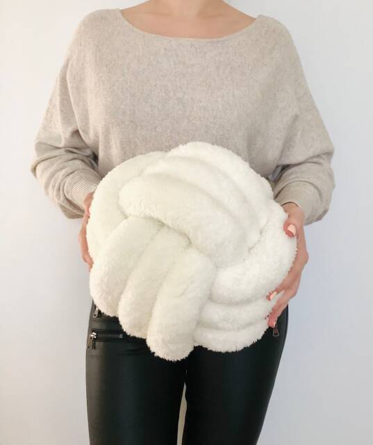 Teddy Knot Pillow - Scandinavian Home Decor, Cozy Ball Cushion - image 1