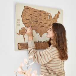 National Park Map Wall Art Travel Gift, Usa Push Pin Apartment Decor, United States 5Th Anniversary Gift Wood Decor - thumbnail 3