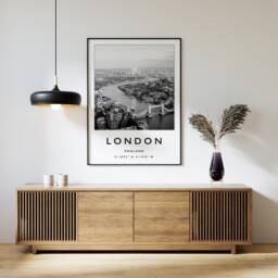 London Travel Poster Black & White Photographic Art Print - thumbnail 1