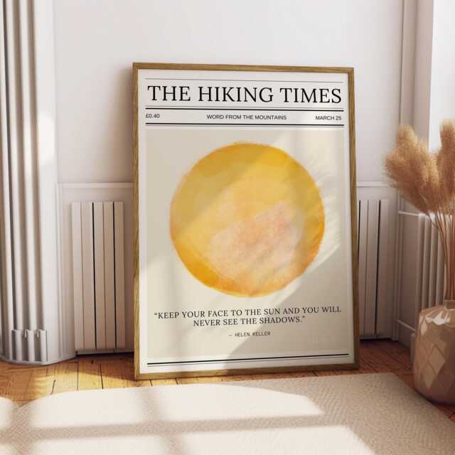 The Hiking Times Print Watercolor Sun, Inspirational Quote - image 1