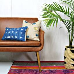 Beige Linen Pillow Cover With Southwestern Motif/Block Printed Indigo Teal Mustard Black White Minimalist Decorative Throw Cushion Bedding - thumbnail 2