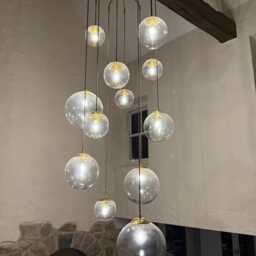 "Mid Century Large Cascading Bubbles Chandelier Light " - thumbnail 3