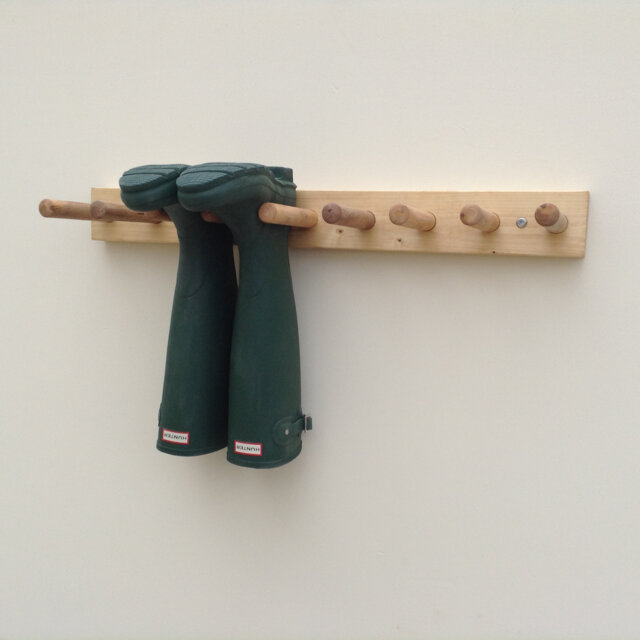 Wooden Wall Mounted Welly Rack Danish Oil Finish - image 1