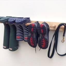 Wooden Wall Mounted Welly Rack Danish Oil Finish - thumbnail 3