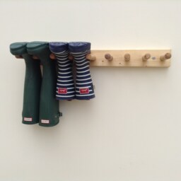 Wooden Wall Mounted Welly Rack Danish Oil Finish - thumbnail 2