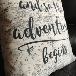 And So The Adventure Begins Decorative Throw Pillow Handmade Quote Decor - thumbnail 3
