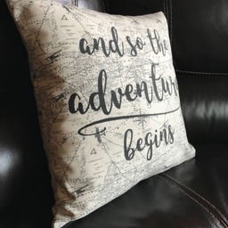 And So The Adventure Begins Decorative Throw Pillow Handmade Quote Decor - thumbnail 2
