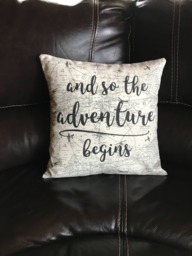 And So The Adventure Begins Decorative Throw Pillow Handmade Quote Decor - thumbnail 1