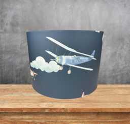 Aeroplane Lampshade For Ceiling & Table Lamps, Vintage Plane Drum Light Shade Kids Bedroom, Nursery - thumbnail 1