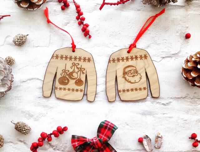 Christmas Ugly Jumper Wooden Hanging Decoration - image 1