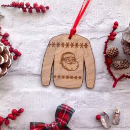 Christmas Ugly Jumper Wooden Hanging Decoration - thumbnail 3