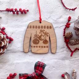 Christmas Ugly Jumper Wooden Hanging Decoration - thumbnail 2