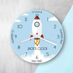 Personalised Kids Rocket Glass Clock - thumbnail 1