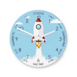 Personalised Kids Rocket Glass Clock - thumbnail 2