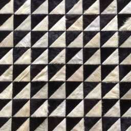 Patchwork Cowhide Rug, Black & White Leather - Handmade, Custom Size - thumbnail 2