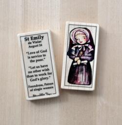 st Emily De Vialar Patron Saint Block With Gift Bag // Patron Of Single Women Catholic Toys By Almondrod