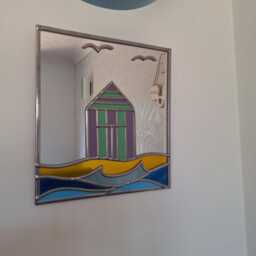 Beach Hut Leaded Mirror. Seaside Style Decor. Handmade Wall Features Home Unique Item. Art - thumbnail 2