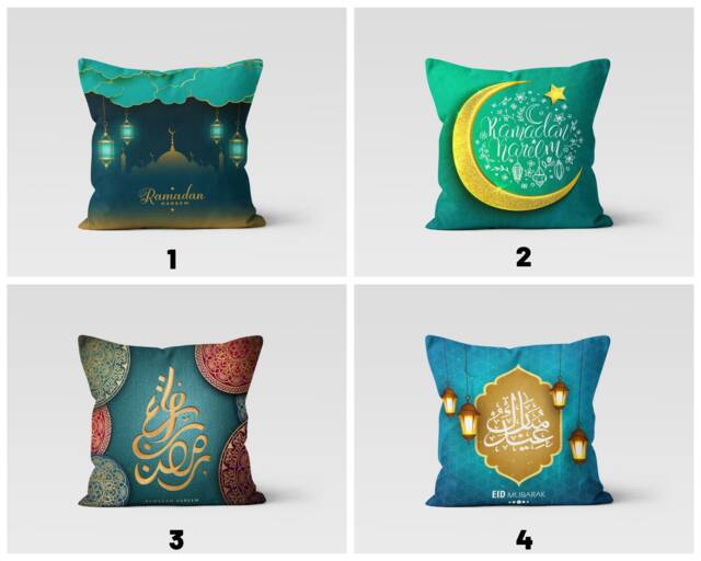 Crescent Moon & Star Ramadan Kareem Cushion Cover, Eid Mubarak Pillow Case, Islamic Religious Case - image 1