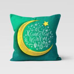 Crescent Moon & Star Ramadan Kareem Cushion Cover, Eid Mubarak Pillow Case, Islamic Religious Case - thumbnail 3