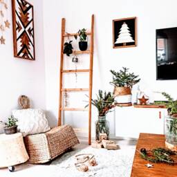 Aztec Wood Wall Art, Latte Geometric Tribal Decor, Wooden Wall Hanging - thumbnail 3